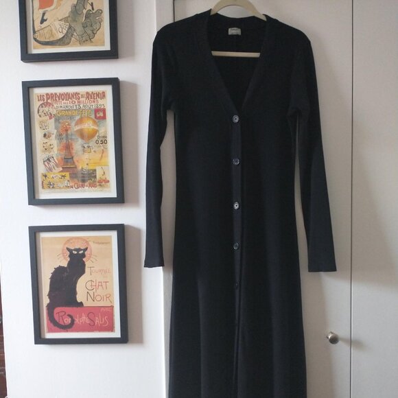 Wilfred Ines Long-Sleeve Ribbed Knit Stretch Midi Dress in Black - Picture 2 of 13